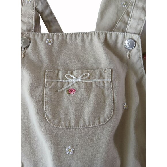 Gymboree Girls 3T White Cardigan Tan Overalls Strawberry Patch Set Embroidered - Picture 16 of 16